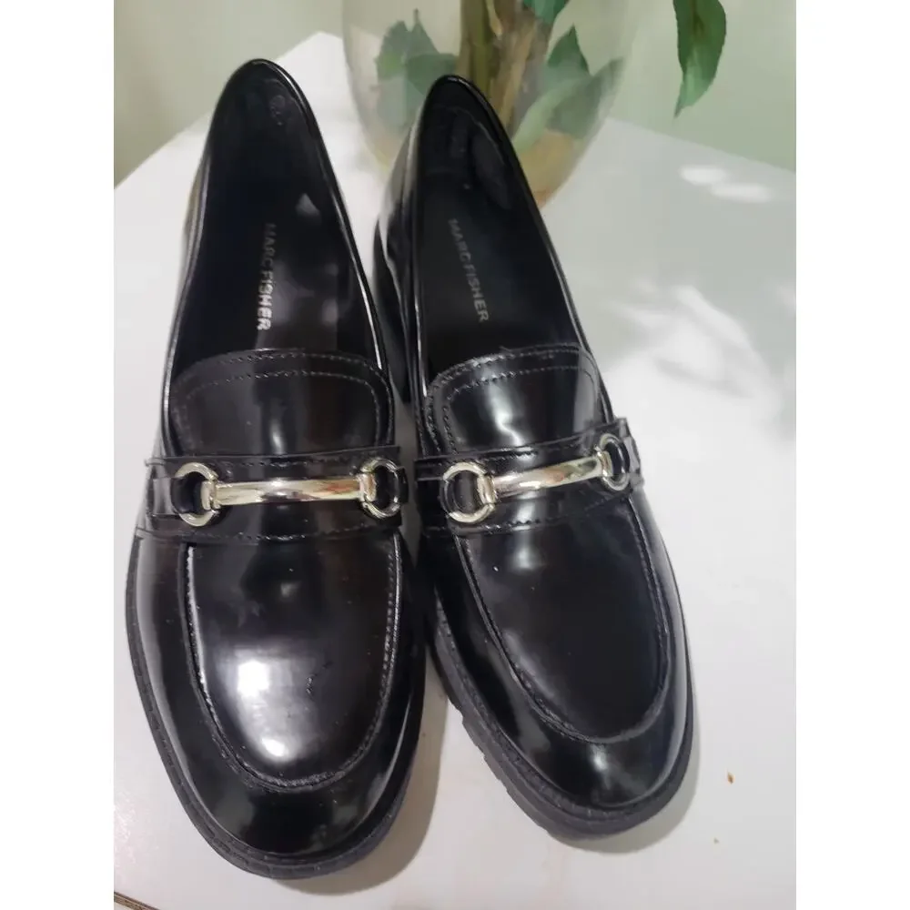 NEW MARC FISHER black block heel Shoes 8 - Picture 3 of 8